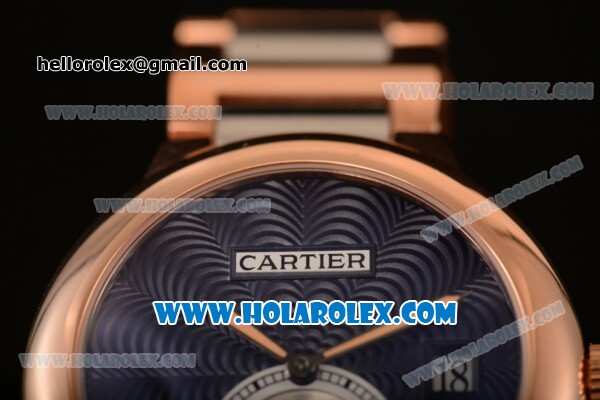 Cartier Rotonde De Miyota Quartz Two Tone Case with Blue Dial and Rose Gold/Steel Bracelet - Click Image to Close