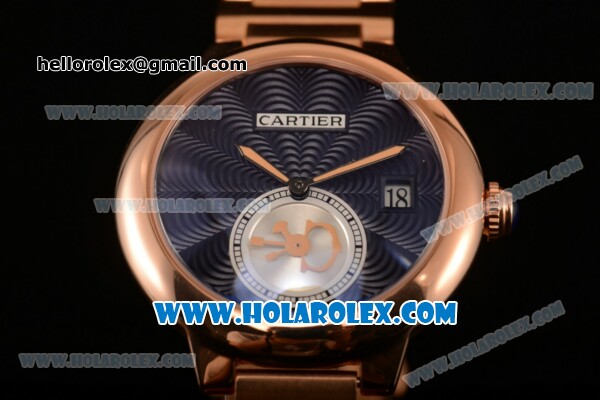 Cartier Rotonde De Miyota Quartz Rose Gold Case/Bracelet with Blue Dial - Click Image to Close