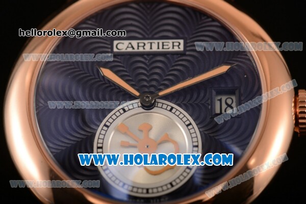 Cartier Rotonde De Miyota Quartz Rose Gold Case/Bracelet with Blue Dial - Click Image to Close