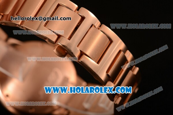 Cartier Rotonde De Miyota Quartz Rose Gold Case/Bracelet with Blue Dial - Click Image to Close