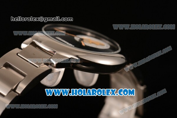 Cartier Rotonde De Miyota Quartz Steel Case/Bracelet with Black Dial - Click Image to Close