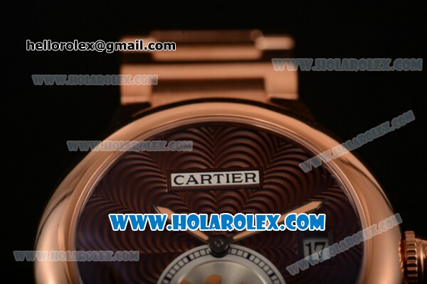 Cartier Rotonde De Miyota Quartz Rose Gold Case/Bracelet with Brown Dial - Click Image to Close