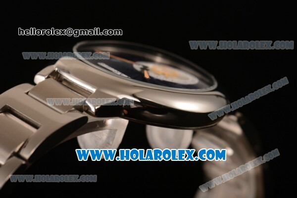 Cartier Rotonde De Miyota Quartz Steel Case/Bracelet with Blue Dial - Click Image to Close