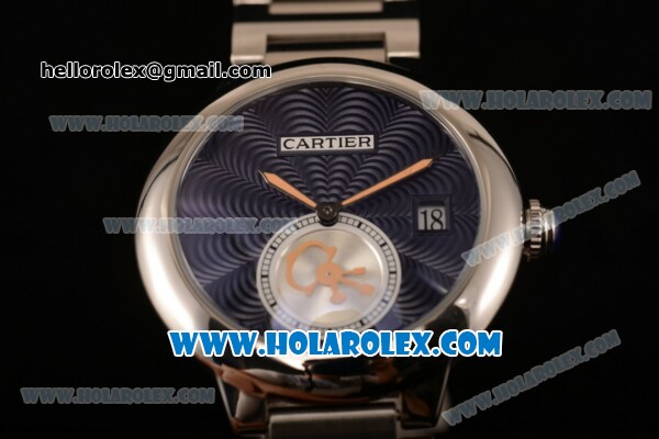 Cartier Rotonde De Miyota Quartz Steel Case/Bracelet with Blue Dial - Click Image to Close