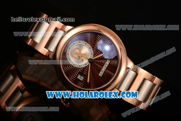 Cartier Rotonde De Miyota Quartz Two Tone Case/Bracelet with Brown Dial - Click Image to Close