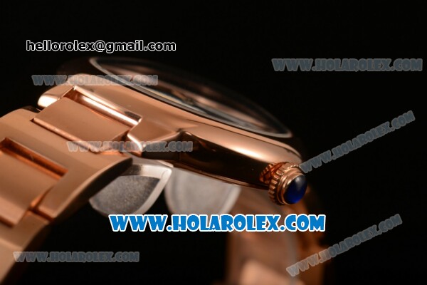 Cartier Rotonde De Miyota Quartz Rose Gold Case/Bracelet with Black Dial - Click Image to Close