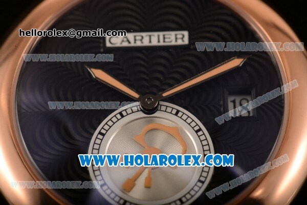 Cartier Rotonde De Miyota Quartz Rose Gold Case/Bracelet with Black Dial - Click Image to Close