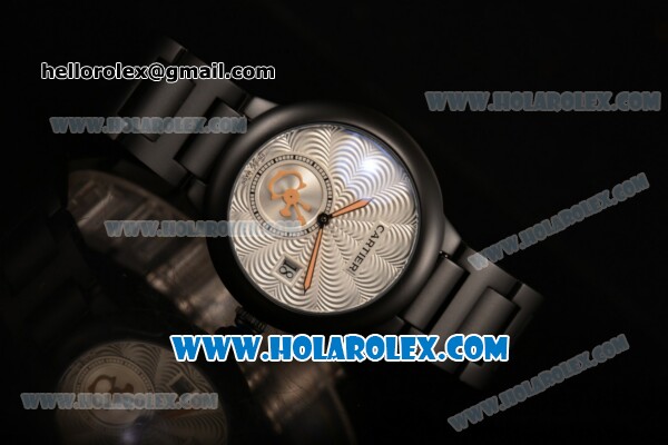 Cartier Rotonde De Miyota Quartz PVD Case/Bracelet with Silver Dial - Click Image to Close