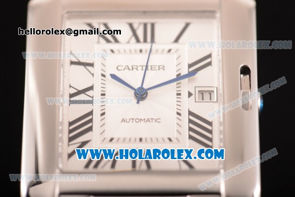 Cartier Tank Anglaise Miyota 9015 Automatic Steel Case/Bracelet with Silver Dial and Roman Numeral Markers - Click Image to Close