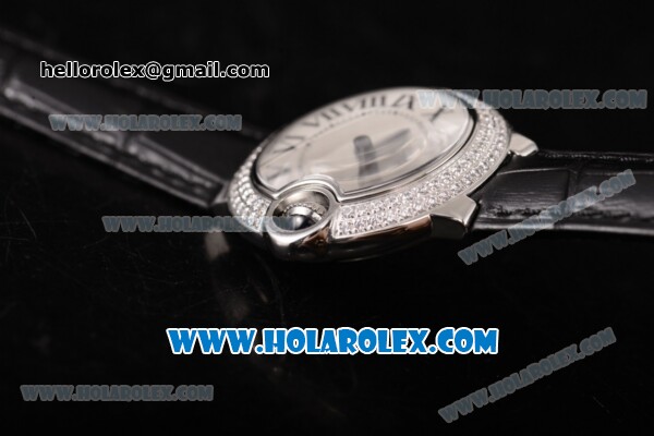 Cartier Ballon Bleu De Small Swiss ETA Quartz Steel Case with White Dial and Roman Numeral Markers - Diamonds Bezel (JF) - Click Image to Close