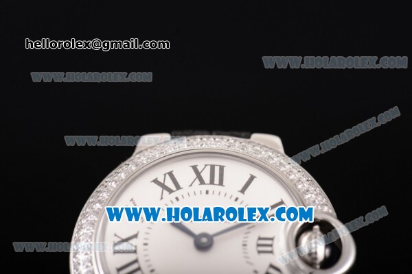 Cartier Ballon Bleu De Small Swiss ETA Quartz Steel Case with White Dial and Roman Numeral Markers - Diamonds Bezel (JF) - Click Image to Close