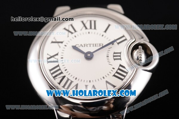 Cartier Ballon Bleu De Small Swiss ETA Quartz Steel Case with White Dial and Roman Numeral Markers (JF) - Click Image to Close