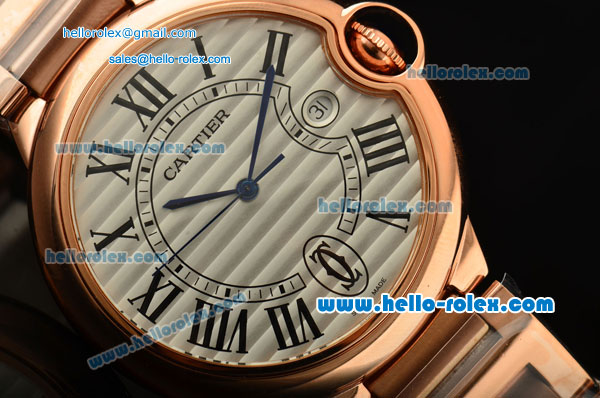 Cartier Ballon Bleu De Swiss ETA 2836 Automatic Rose Gold Case/Bezel/Strap White Dial Roman Markers - Click Image to Close