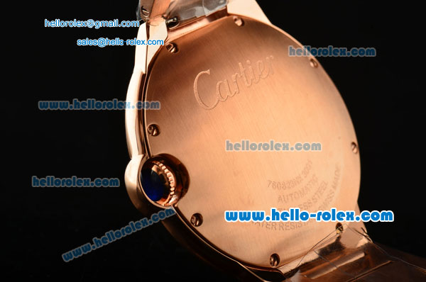 Cartier Ballon Bleu De Swiss ETA 2836 Automatic Rose Gold Case/Bezel/Strap White Dial Roman Markers - Click Image to Close