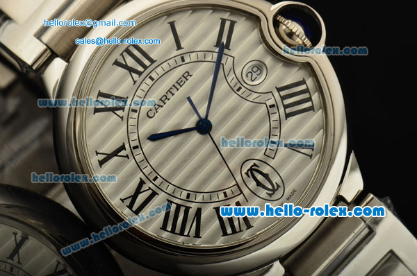 Cartier Ballon Bleu De Swiss ETA 2836 Automatic Steel Case/Bezel/Strap White Dial Roman Markers - Click Image to Close