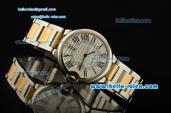 Cartier Ballon Bleu De Swiss ETA 2836 Automatic Steel Case/Bezel Two Tone Strap White Dial Roman Markers - Click Image to Close