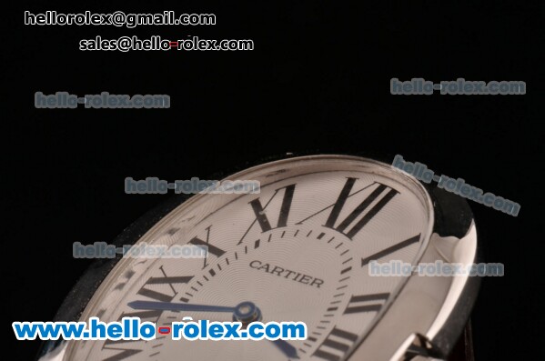 Cartier Baignoire Swiss Quartz Steel Case with Brown Leather Strap White Dial - Click Image to Close