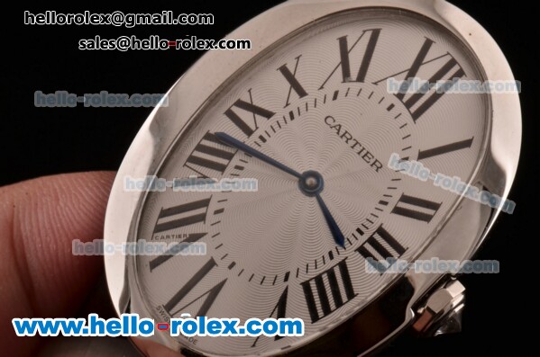 Cartier Baignoire Swiss Quartz Steel Case with Brown Leather Strap White Dial - Click Image to Close