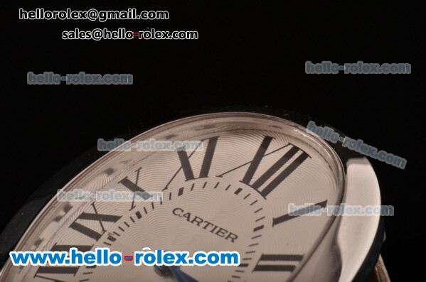 Cartier Baignoire Swiss Quartz Steel Case with White Leather Strap White Dial - Click Image to Close