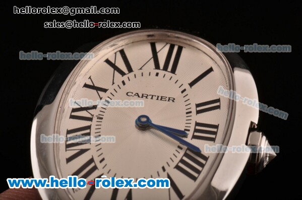Cartier Baignoire Swiss Quartz Steel Case with White Leather Strap White Dial - Click Image to Close