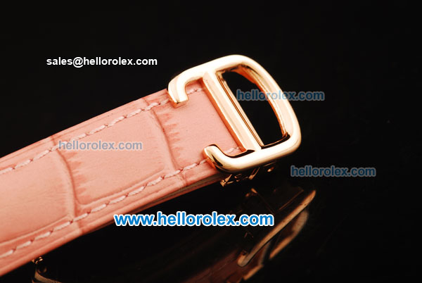 Cartier ballon bleu de Cartier Swiss Quartz Movement Rose Gold Case with Pink MOP Dial and Diamond Bezel-Pink Leather Strap - Click Image to Close