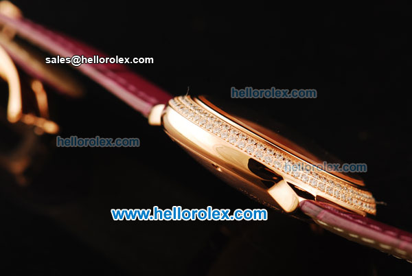 Cartier ballon bleu de Cartier Swiss Quartz Movement Rose Gold Case with Diamond Bezel and Pink Leather Strap - Click Image to Close