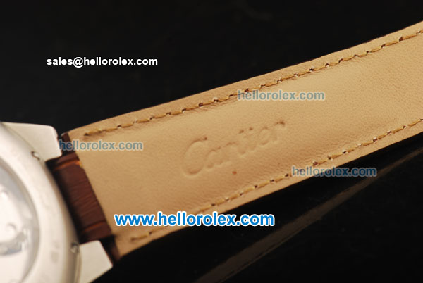 Cartier ballon bleu de Cartier Swiss Tourbillon Manual Winding Movement Steel Case with Roman Numerals and Brown Leather Strap - Click Image to Close