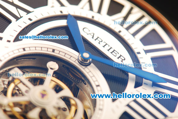 Cartier Ballon Bleu de Cartier Swiss Tourbillon Manual Winding Movement Gold Case with Black Leather Strap - Click Image to Close