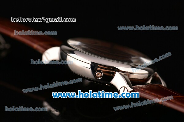 Cartier Rotonde Asia ST17 Automatic Steel Case with Black Leather Strap and Brown Dial - Click Image to Close