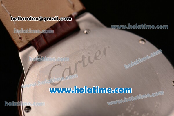 Cartier Ballon Bleu de Cartier Swiss ETA 2892 Automatic Steel Case with Brown Leather Strap Diamond Dial and Roman Numeral Markers - Click Image to Close