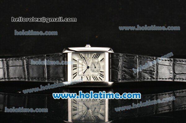 Cartier Tank MC Miyota Quartz Steel Case with Black Roman Numeral Markers and White Dial - Click Image to Close