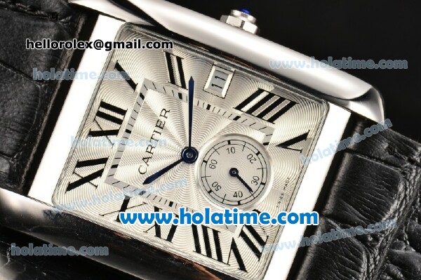 Cartier Tank MC Miyota Quartz Steel Case with Black Roman Numeral Markers and White Dial - Click Image to Close