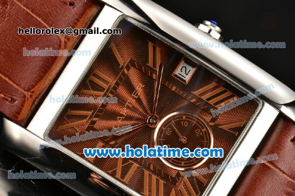 Cartier Tank MC Miyota Quartz Steel Case with Roman Numeral Markers and Brown Dial - Click Image to Close
