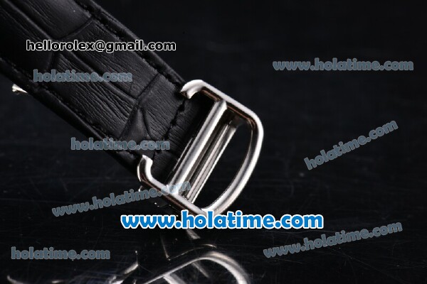 Cartier Ballon Bleu De 45MM Miyota Quartz Steel Case with Black Dial and Black Leather Strap - Click Image to Close