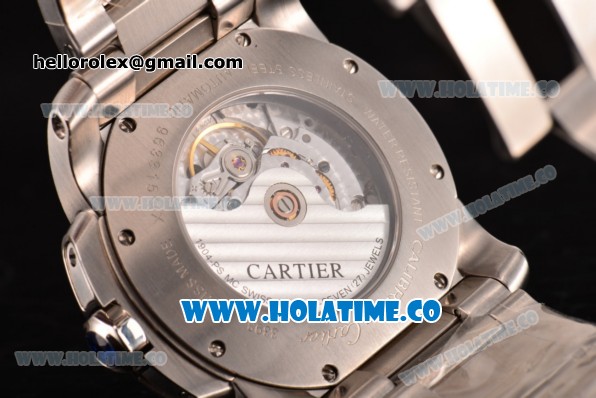 Cartier Calibre De Swiss ETA 2824 Automatic Steel Case with White Dial and Black Roman Numeral Markers - Click Image to Close