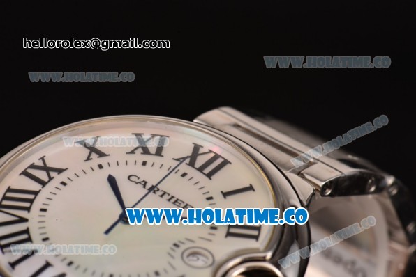 Cartier Ballon Bleu De Large Swiss ETA 2824 Automatic Steel Case with White MOP Dial and Roman Numeral Markers - Click Image to Close