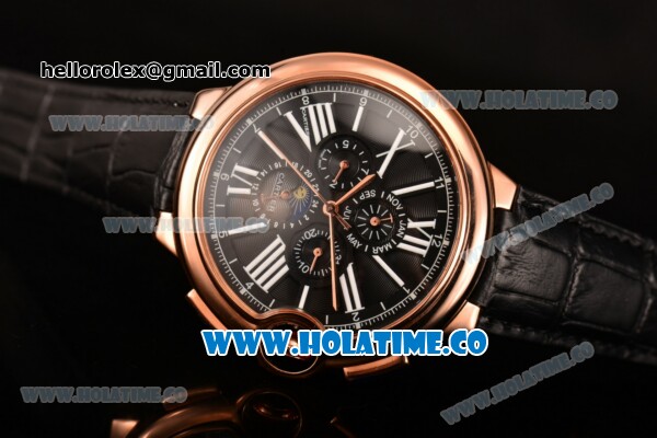 Cartier Ballon Bleu De 44MM Asia Automatic Rose Gold Case with Black Dial and White Roman Numeral Markers - Click Image to Close