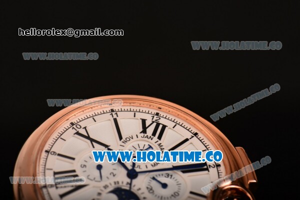 Cartier Ballon Bleu De 44MM Asia Automatic Rose Gold Case with White Dial Black Roman Numeral Markers and Brown Leather Strap - Click Image to Close