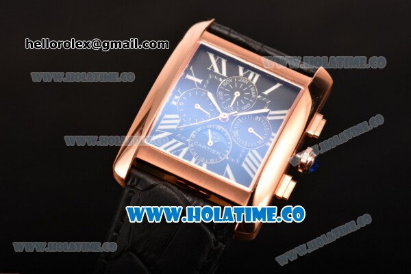 Cartier Tank MC Asia Automatic Rose Gold Case with Black Dial and Roman Numeral Markers - Moonphase - Click Image to Close