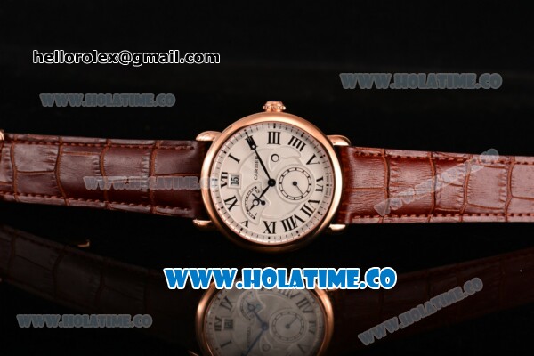 Cartier Rotonde Second Time Zone Day/Night Asia Manual Winding Rose Gold Case with White Dial and Black Roman Numeral Markers - Click Image to Close