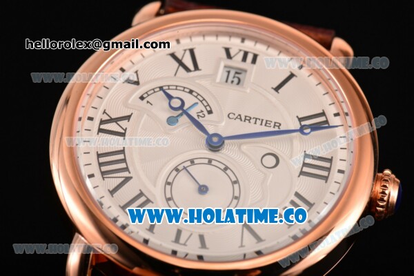 Cartier Rotonde Second Time Zone Day/Night Asia Manual Winding Rose Gold Case with White Dial and Black Roman Numeral Markers - Click Image to Close