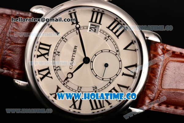Cartier Rotonde De Asia Manual Winding Steel Case with White Dial and Black Roman Numeral Markers - Click Image to Close