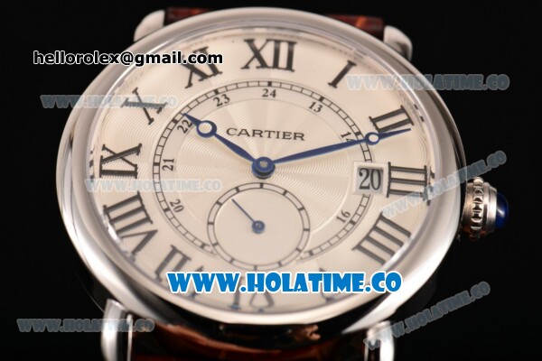 Cartier Rotonde De Asia Manual Winding Steel Case with White Dial and Black Roman Numeral Markers - Click Image to Close