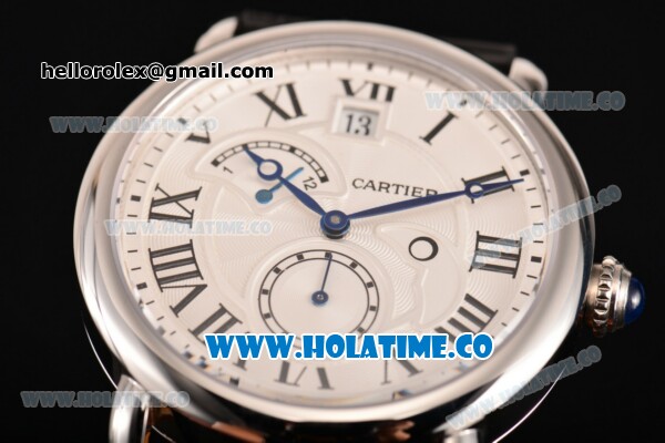 Cartier Rotonde Second Time Zone Day/Night Asia Manual Winding Steel Case with White Dial and Roman Numeral Markers - Click Image to Close