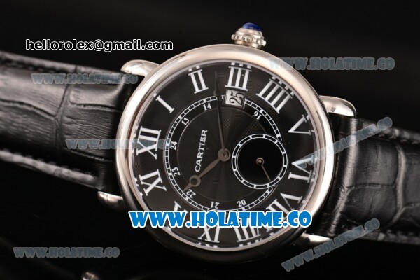 Cartier Rotonde De Asia Manual Winding Steel Case with Black Dial and White Roman Numeral Markers - Click Image to Close