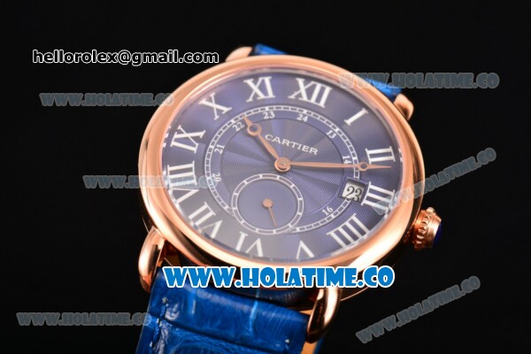 Cartier Rotonde De Asia Manual Winding Rose Gold Case with Blue Dial and White Roman Numeral Markers - Click Image to Close