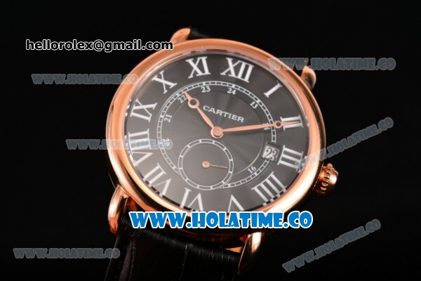 Cartier Rotonde De Asia Manual Winding Rose Gold Case with Black Dial and White Roman Numeral Markers - Click Image to Close