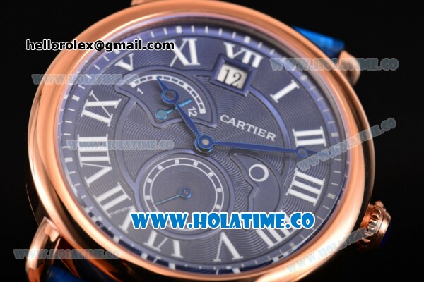 Cartier Rotonde Second Time Zone Day/Night Asia Manual Winding Steel Case with Blue Dial and White Roman Numeral Markers - Click Image to Close