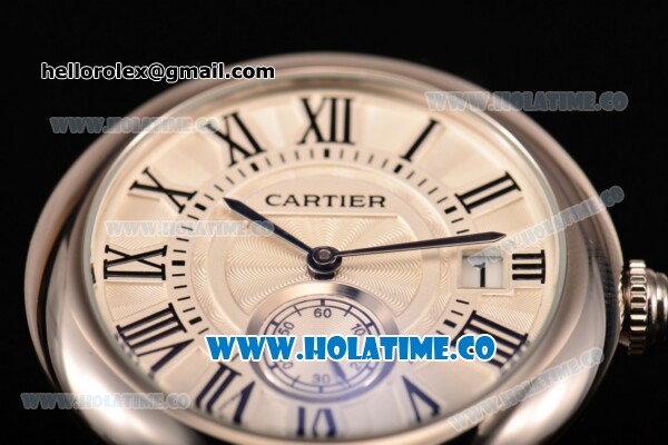 Cartier Rotonde De Miyota Quartz Steel Case/Bracelet with White Dial and Black Roman Numeral Markers - Click Image to Close