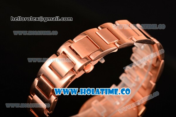 Cartier Rotonde De Miyota Quartz Rose Gold Case/Bracelet with Brown Dial and White Roman Numeral Markers - Click Image to Close